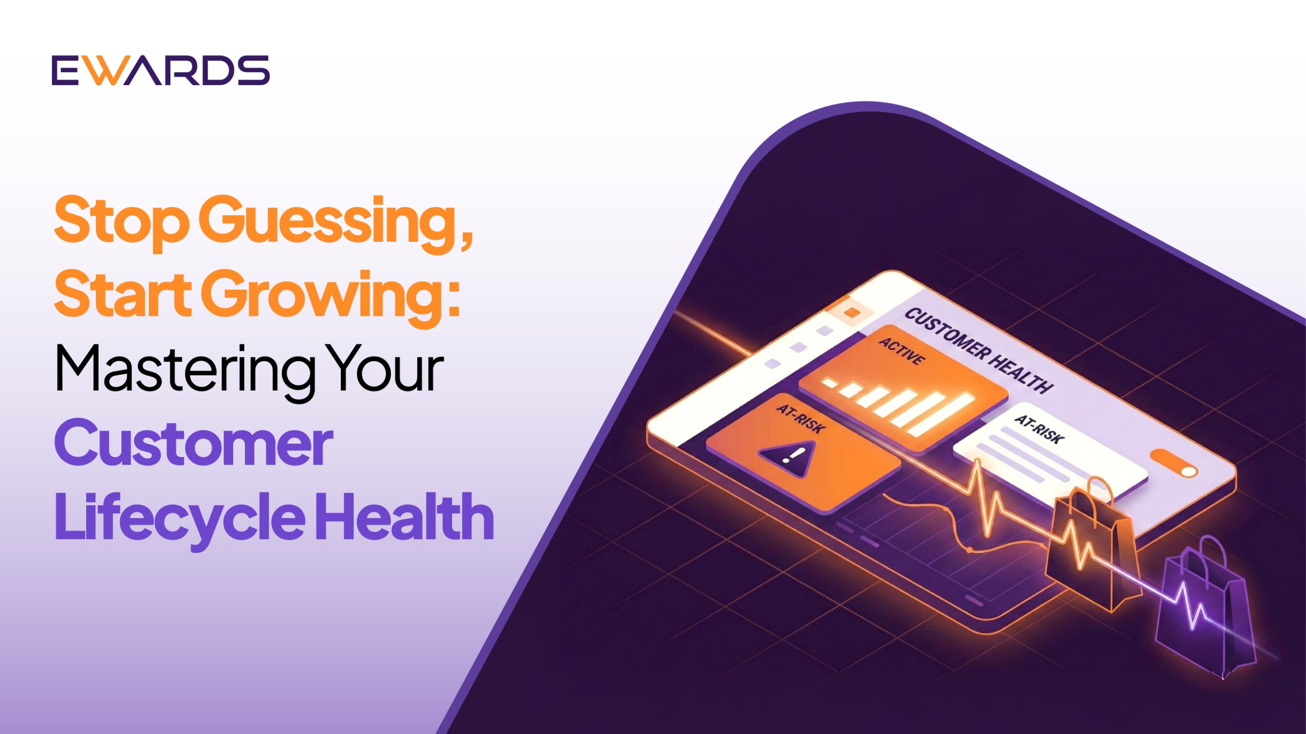 The image showcases a Customer Lifecycle Health Report dashboard, highlighting RFM Status Mapping and customer health metrics such as "Active" and "At-Risk." It represents key elements of retail CRM, customer retention strategies, and brand health tracking.