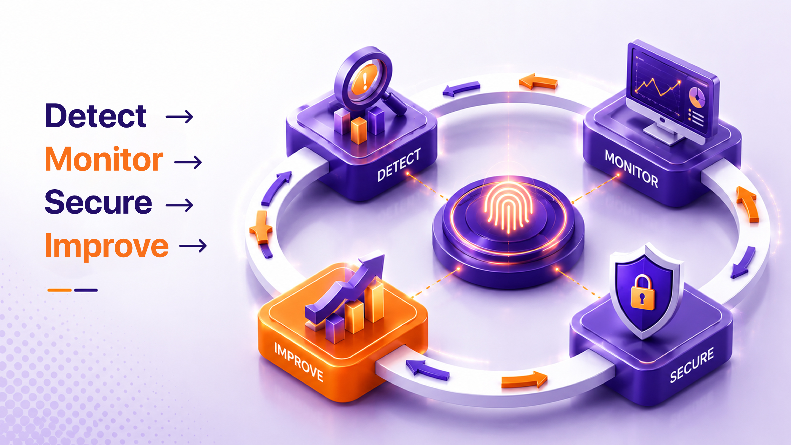 The LAPF cycle: Detect, Monitor, Secure, and Improve — a continuous loop for long-term fraud prevention.